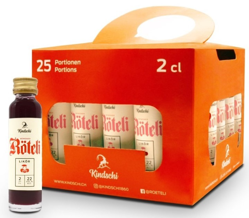 Bündner Röteli Likör Kindschi 22°(25er/Karton) 